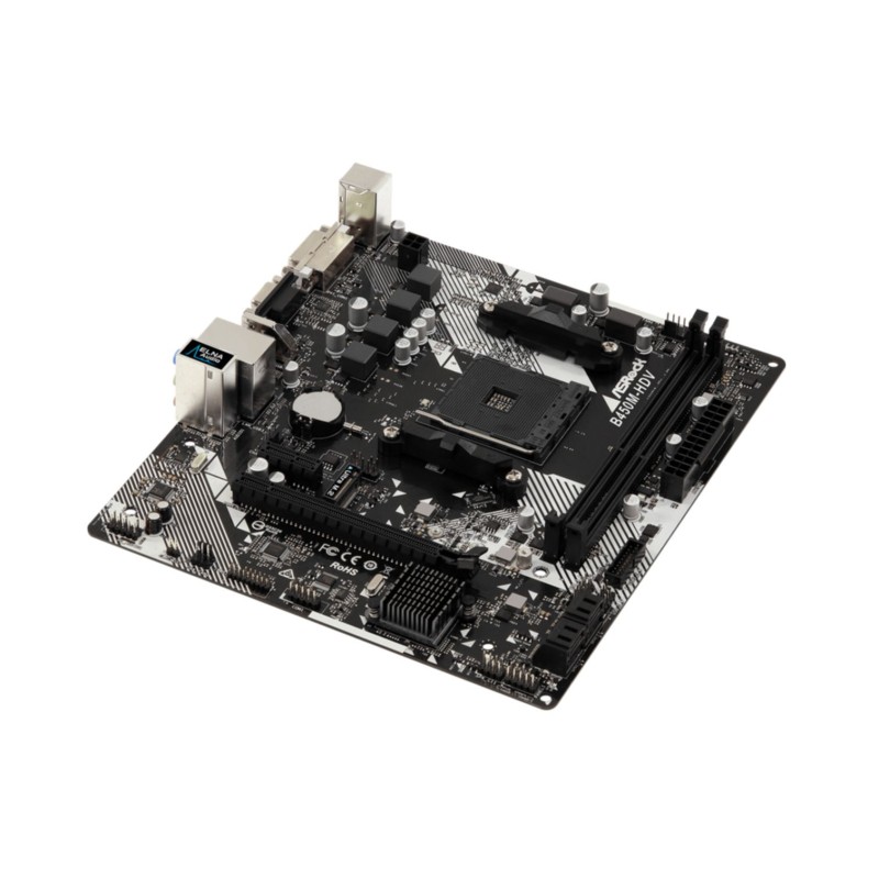 ASRock B450M-HDV R4.0 - AM4 Micro-ATX Motherboard - AMD B450, DDR4, 2x DIMM, Ultra M.2 (PCIe 3.0)