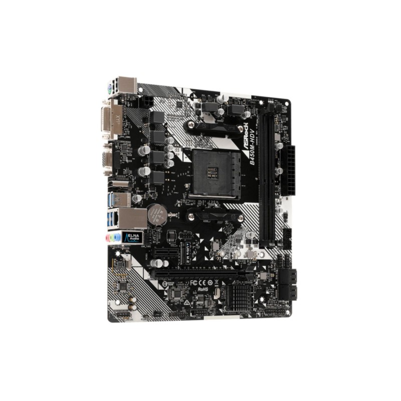 ASRock B450M-HDV R4.0 - AM4 Micro-ATX Motherboard - AMD B450, DDR4, 2x DIMM, Ultra M.2 (PCIe 3.0)