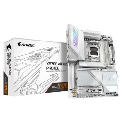 GIGABYTE AORUS GA-X870E PRO ICE - AM5 ATX Motherboard, White, DDR5 up to 256GB, PCIe 5.0, Wi-Fi 7, USB4