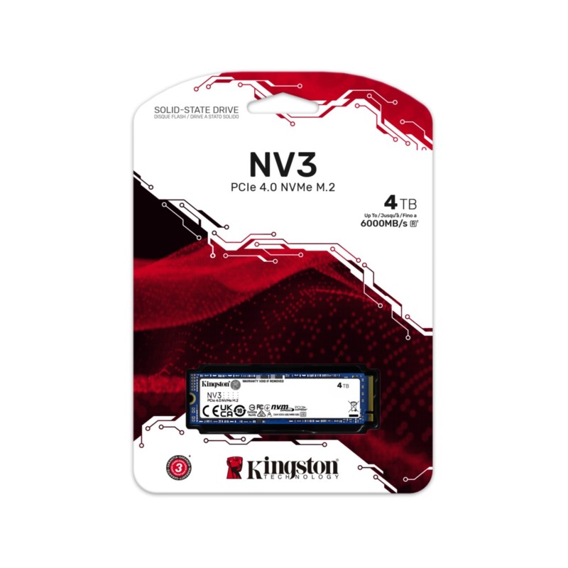 Kingston NV3 SSD - SNV3S/4000G - 4TB M.2 NVMe PCIe Gen4 x4 (High-Speed, Low-Power) — Buy in Cyprus with Fast Delivery