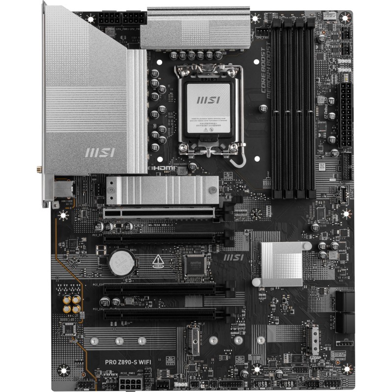 MSI PRO Z890-S WIFI - Z890-S - ATX, LGA1851, Silver, Wi-Fi 7, Thunderbolt 4, PCIe 5.0, 2.5G LAN, Max 256GB DDR5
