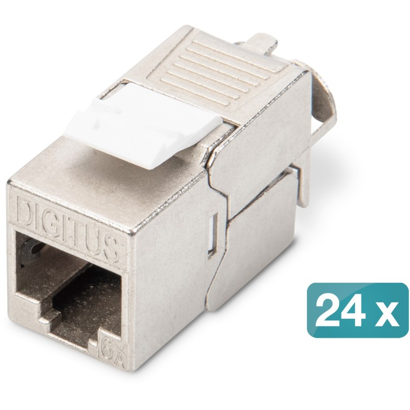 Digitus Keystone CAT6A RJ45 Jack - AWG 22-26 - 360° Tool-Free Mounting - Silver - 24-Pack — Buy in Cyprus with Fast Delivery