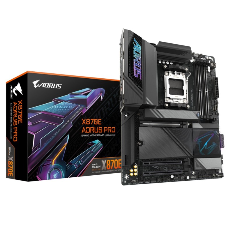 Gigabyte GA-X870E AORUS PRO - AM5 ATX Motherboard, AMD X870E, DDR5 256GB, PCIe 5.0, Wi‑Fi 7 (Black)