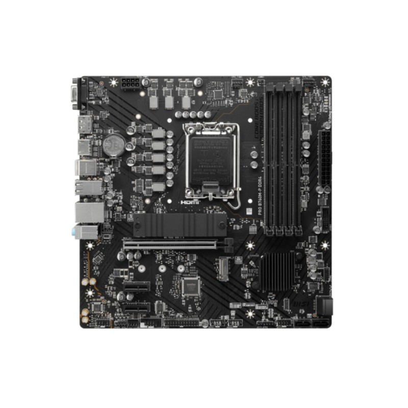 MSI PRO B760M-P DDR4 - LGA1700 Micro-ATX Motherboard, Intel B760, DDR4 up to 128GB, 2x M.2, 2.5Gb LAN (Black)