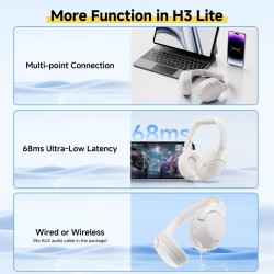 QCY H3 Lite Headset White - H3 Lite - ANC, 40mm Drivers, 68ms Latency, 60h Battery — Buy in Cyprus with Fast Delivery