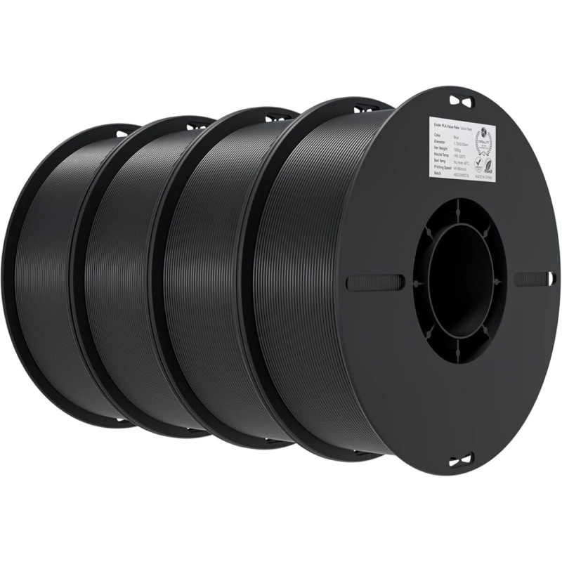Creality EN-PLA Value Pack - 3301010476 - Black, 1.75mm PLA filament, four spools (4x spools) 4kg