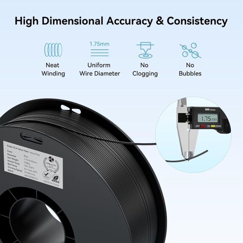 Creality EN-PLA Value Pack - 3301010476 - Black, 1.75mm PLA filament, four spools (4x spools) 4kg
