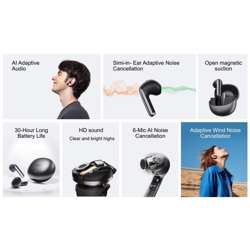 QCY AilyBuds Pro - Black - ANC, TWS, LDAC, 6 mic, A.I. Noise Cancel — Buy in Cyprus with Fast Delivery