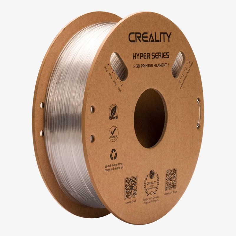 Creality Hyper-PETG Transparent 3D Printer Filament - (Transparent, 1.75mm, 1kg, Fast print)