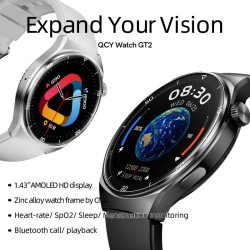 QCY Watch GT2 S3 Gray - GT2 S3 - 1.43-inch AMOLED, 466x466, 60Hz, Bluetooth Calling, IPX8, 14-day battery
