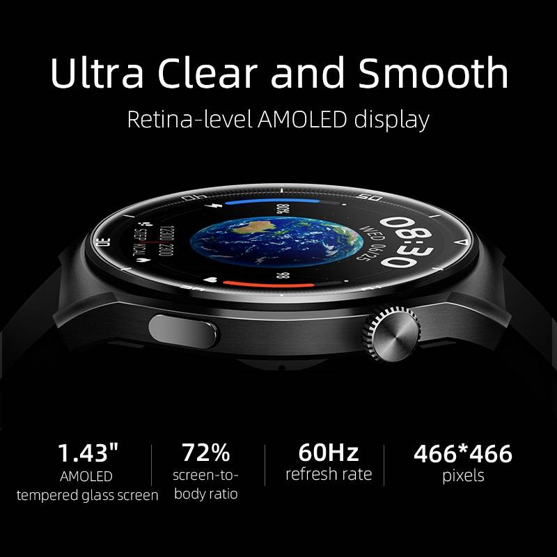 QCY Watch GT2 S3 Gray - GT2 S3 - 1.43-inch AMOLED, 466x466, 60Hz, Bluetooth Calling, IPX8, 14-day battery