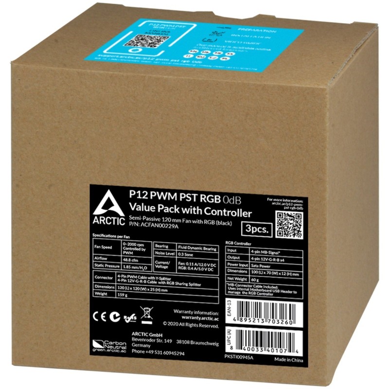 Arctic P12 PWM PST RGB 0dB - P12 PWM PST RGB 0dB - 120mm PWM ARGB Case Fan — Buy in Cyprus with Fast Delivery