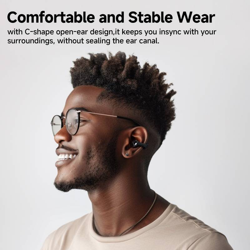 QCY Crossky C30 Black Open Ear TPU Earclip, Bass Enhance Algo. BT 5.4 Dual Connection Earbuds 25h - C30 - Black