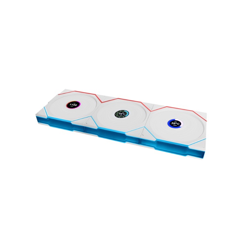 Lian Li UNI FAN TL-LCD Wireless Reverse 120 White - TL-LCD - White, 3x120mm, Wireless, Daisy Chain