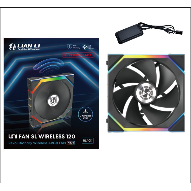 Lian Li UNIFAN SL Wireless - 120-1PCS - 120mm ARGB Wireless Case Fan (Reverse Black) — Buy in Cyprus with Fast Delivery