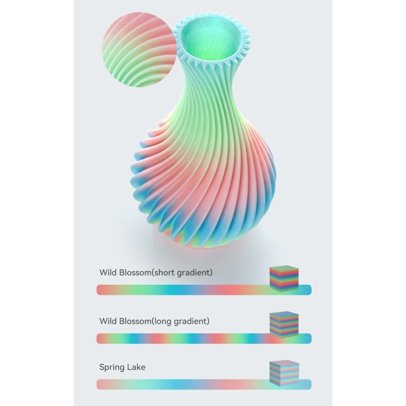 Creality Hyper PLA Rainbow Wild Blossom Long Grad Filament - Rainbow Gradient, 1.75mm, 1kg — Buy in Cyprus with Fast Delivery