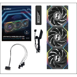 Lian Li UNIFAN SL Wireless LCD 120 - UNIFAN SL - 3x120mm Case Fans with Wireless Controller - Black