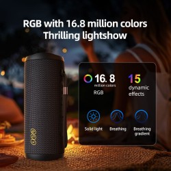 QCY SP7 Black - Portable Bluetooth Speaker - 40W Stereo, RGB Light Show, Mic for Calls — Buy in Cyprus with Fast Delivery