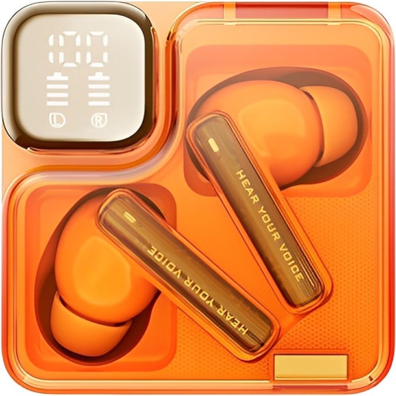 QCY MeloBuds Neo Orange - Melobuds Neo - TWS Bluetooth Earbuds with LED Display, Dual Connection, 7h Battery