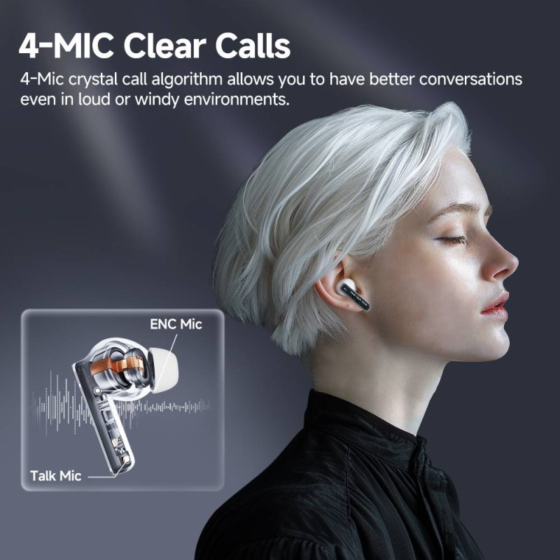 QCY MeloBuds Neo Orange - Melobuds Neo - TWS Bluetooth Earbuds with LED Display, Dual Connection, 7h Battery
