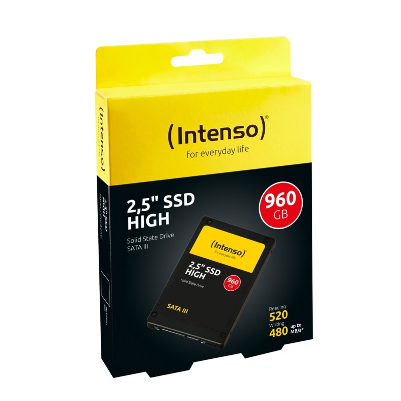 Intenso High Performance 960GB 2.5in SATA III SSD - Black, TLC NAND, 520MB/s Read, 480MB/s Write