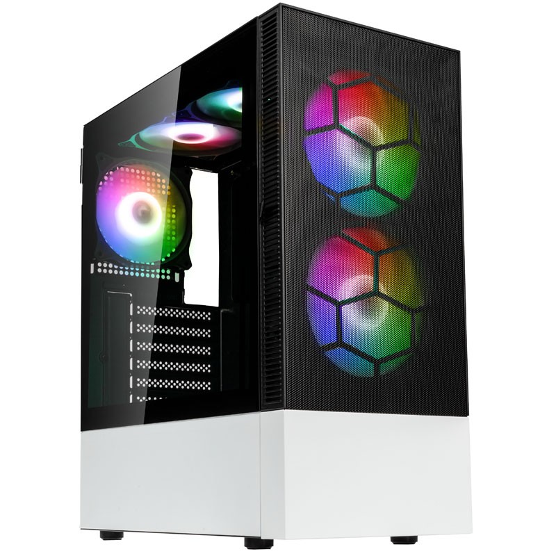 Kolink Observatory MX Mesh ARGB Midi Tower Case - Black/White - 5 ARGB fans included (2x140mm + 3x120mm)