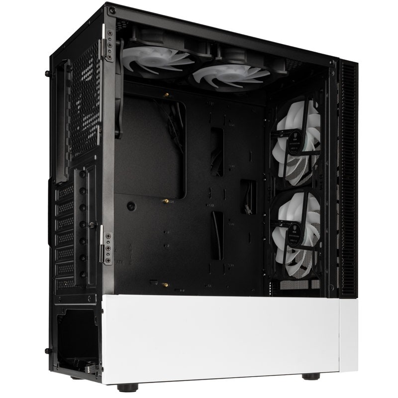 Kolink Observatory MX Mesh ARGB Midi Tower Case - Black/White - 5 ARGB fans included (2x140mm + 3x120mm)