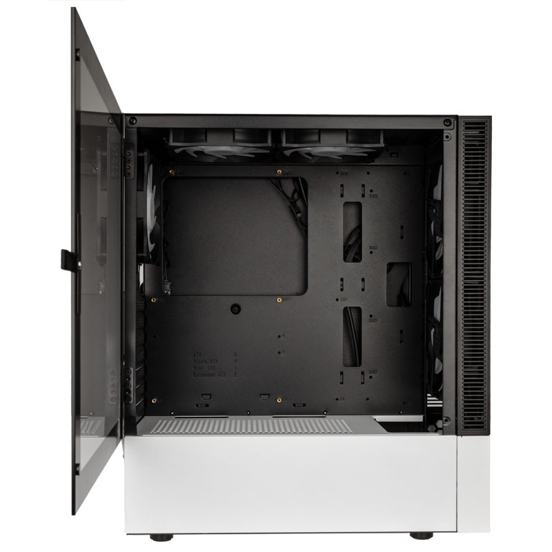 Kolink Observatory MX Mesh ARGB Midi Tower Case - Black/White - 5 ARGB fans included (2x140mm + 3x120mm)