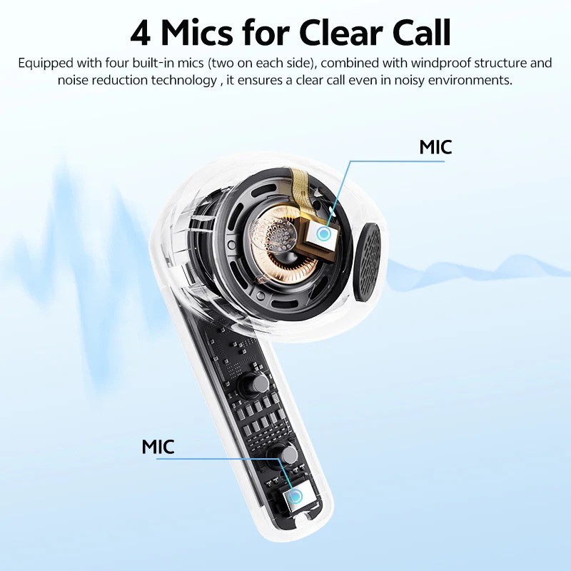 QCY AilyBuds E10 - E10 - Blue, LDAC Hi-Res, 4-mic ENC, 13mm Driver, TWS, IPX4, 35h — Buy in Cyprus with Fast Delivery