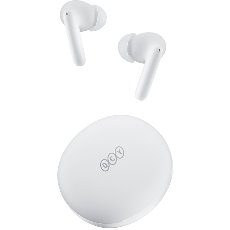 QCY T13 ANC 2 White - T13 ANC 2 - True Wireless Earbuds, 28dB ANC, 10mm Driver, BT 5.3, 30h total