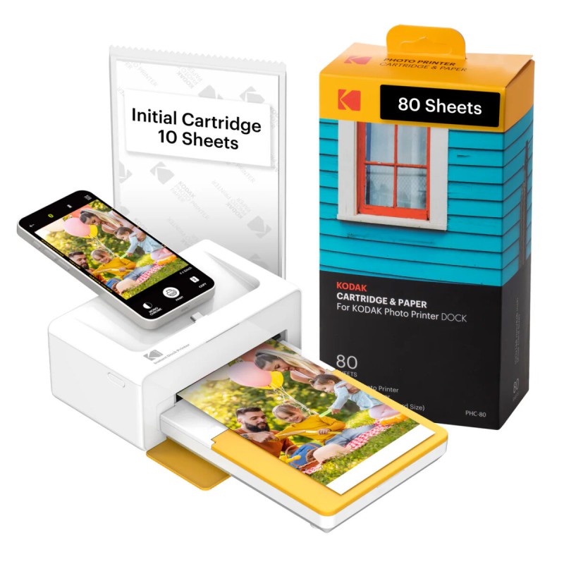 Kodak Dock Plus 4PASS Wireless Smartphone Photo Printer - 10x15 cm Prints - Accessory Pack (10 Sheets)