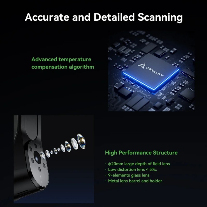 Creality CR-Scan Raptor 3D Scanner - CR-Scan Raptor - 5-2000mm range, 0.02 mm accuracy, 60fps