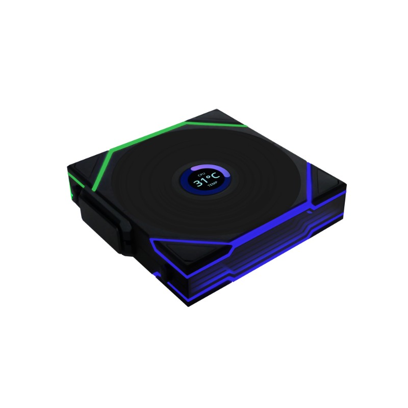 Lian Li UNI FAN TL-LCD Wireless 120mm Case Fan - TL-LCD - Wireless 2.4GHz, Daisy-Chain, ARGB (Black)