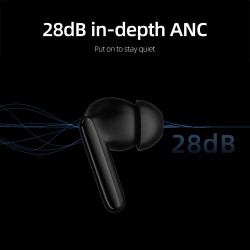 QCY T13 ANC 2 Blue - T13 - True Wireless Earbuds, 28dB ANC, 10mm drivers, BT 5.3, 30h total playtime