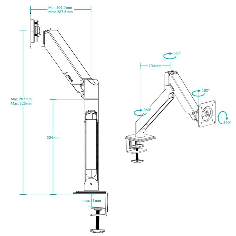 ARCTIC X1-3D - X1-3D - Single Monitor Arm with 3D movement - Black — Buy in Cyprus with Fast Delivery