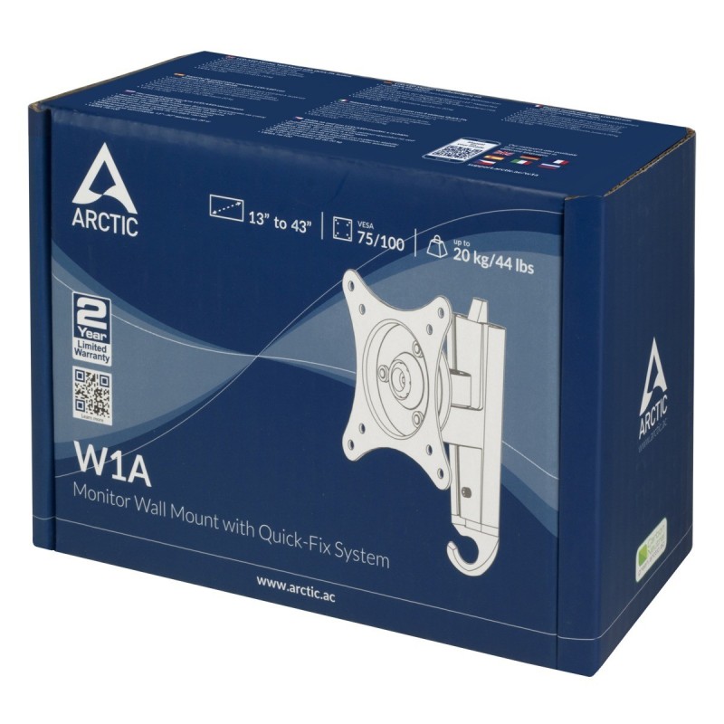 Arctic W1A Monitor Wall Mount - W1A - VESA 100x100, Single Arm, Wall Mount — Buy in Cyprus with Fast Delivery