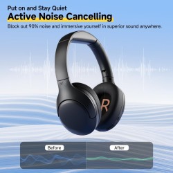 QCY H3 Lite Headset - H3 Lite - ANC, BT5.3, 40mm Drivers, 60h Battery, Black — Buy in Cyprus with Fast Delivery