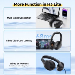 QCY H3 Lite Headset - H3 Lite - ANC, BT5.3, 40mm Drivers, 60h Battery, Black — Buy in Cyprus with Fast Delivery