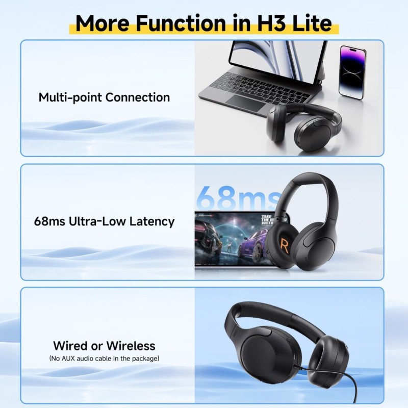 QCY H3 Lite Headset - H3 Lite - ANC, BT5.3, 40mm Drivers, 60h Battery, Black — Buy in Cyprus with Fast Delivery
