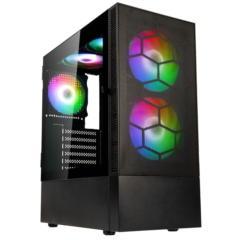 Kolink Observatory MX Mesh ARGB Midi Tower Case - Black - 5 ARGB Fans Included (2x140mm, 3x120mm)