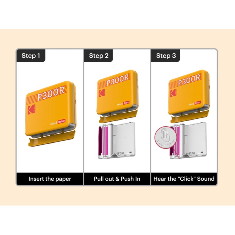 Kodak Mini 3 Retro 4PASS Smartphone Photo Printer - Mini 3 Retro - Yellow, Portable — Buy in Cyprus with Fast Delivery