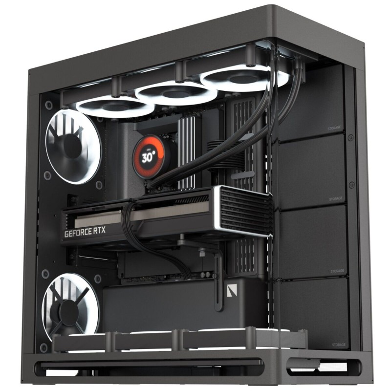 HAVN HS 420 Black Premium Midi Tower Case - HS 420 - Horizontal GPU orientation, 2-chamber design
