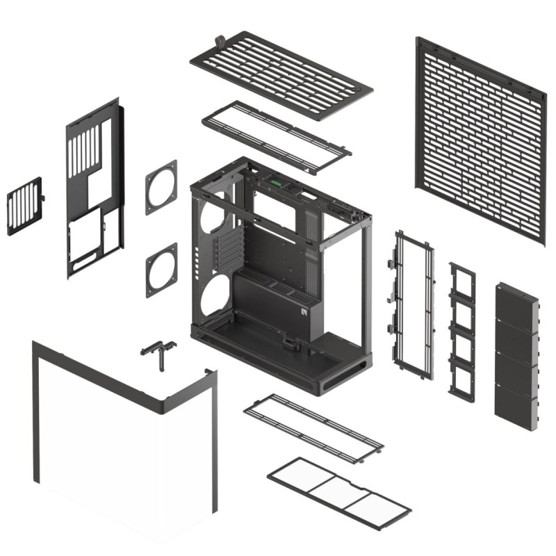 HAVN HS 420 Black Premium Midi Tower Case - HS 420 - Horizontal GPU orientation, 2-chamber design
