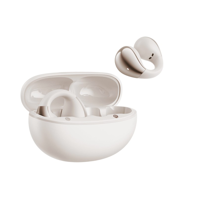 QCY Crossky C30 White Open-Ear TPU Earclip, Bass Enhance Algo. BT 5.4 Dual Connection Earbuds 25h - C30 - White, Open-Ear