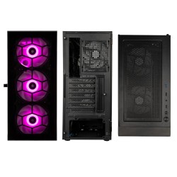 Kolink Observatory HF Glass ARGB Midi Tower Case - Black with 6 ARGB Fans (3x140mm & 3x120mm)