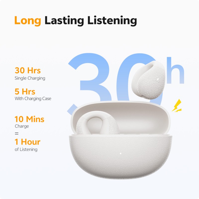 QCY Crossky C10 White Open Ear TPU Earclip - C10 - Open-Ear, BT 5.4, IPX5 — Buy in Cyprus with Fast Delivery