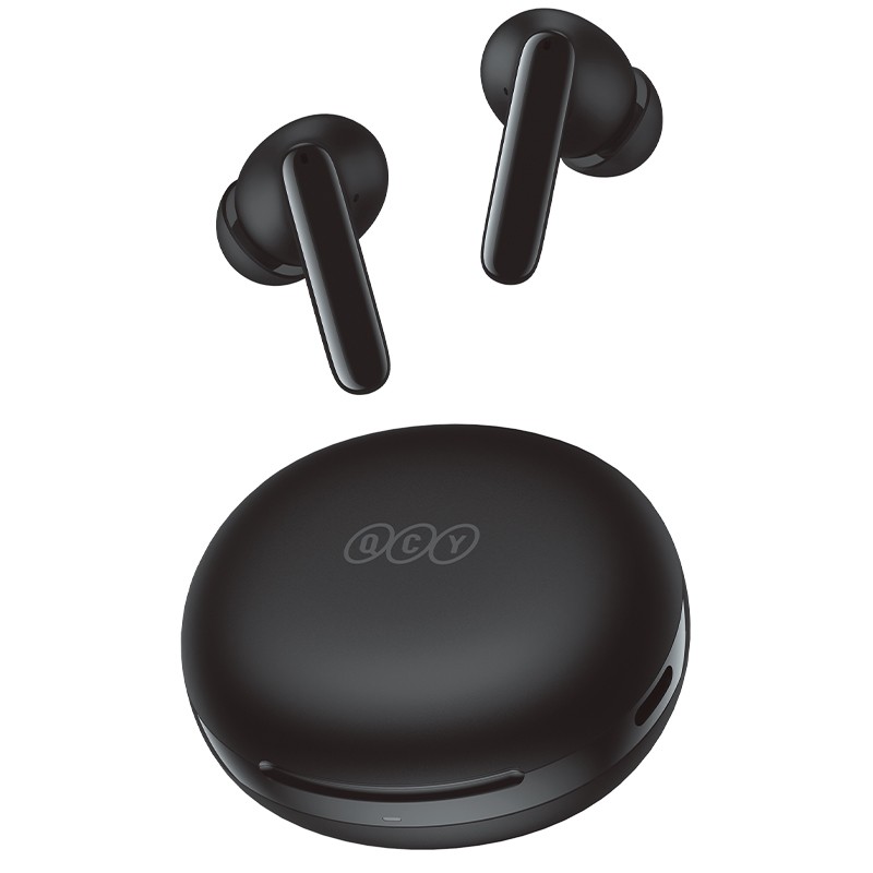 QCY T13 ANC 2 Black - TWS Earbuds with 28dB ANC, 10mm Driver, BT 5.3, 30h Playtime (Black, 10mm, ANC)