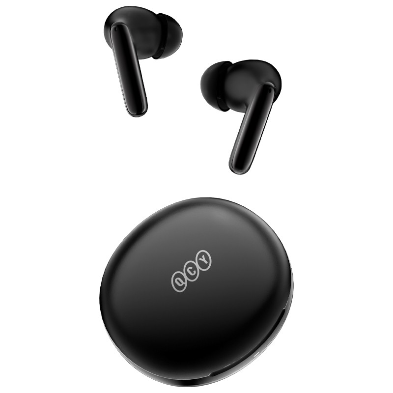 QCY T13 ANC 2 Black - TWS Earbuds with 28dB ANC, 10mm Driver, BT 5.3, 30h Playtime (Black, 10mm, ANC)