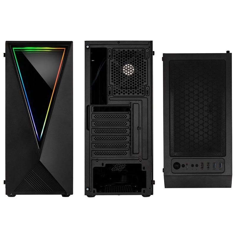 Kolink VOID RGB Midi-Tower - VOID - Black, ATX/Micro-ATX/Mini-ITX support, Infinity Mirror V-front, Tempered Glass Window