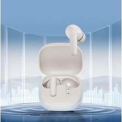QCY Buds Blue - QT43 - TWS Earbuds, 10mm Dynamic Drivers, Wind Noise Reduction, IPX4, 35h Total Playtime